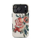 Pomegranate - Kono Bairei Kacho-ga Fruit Phone Case Pomegranate-themed Phone Case Floral Design Red Green Hues Kōno Bairei, Bairei’s