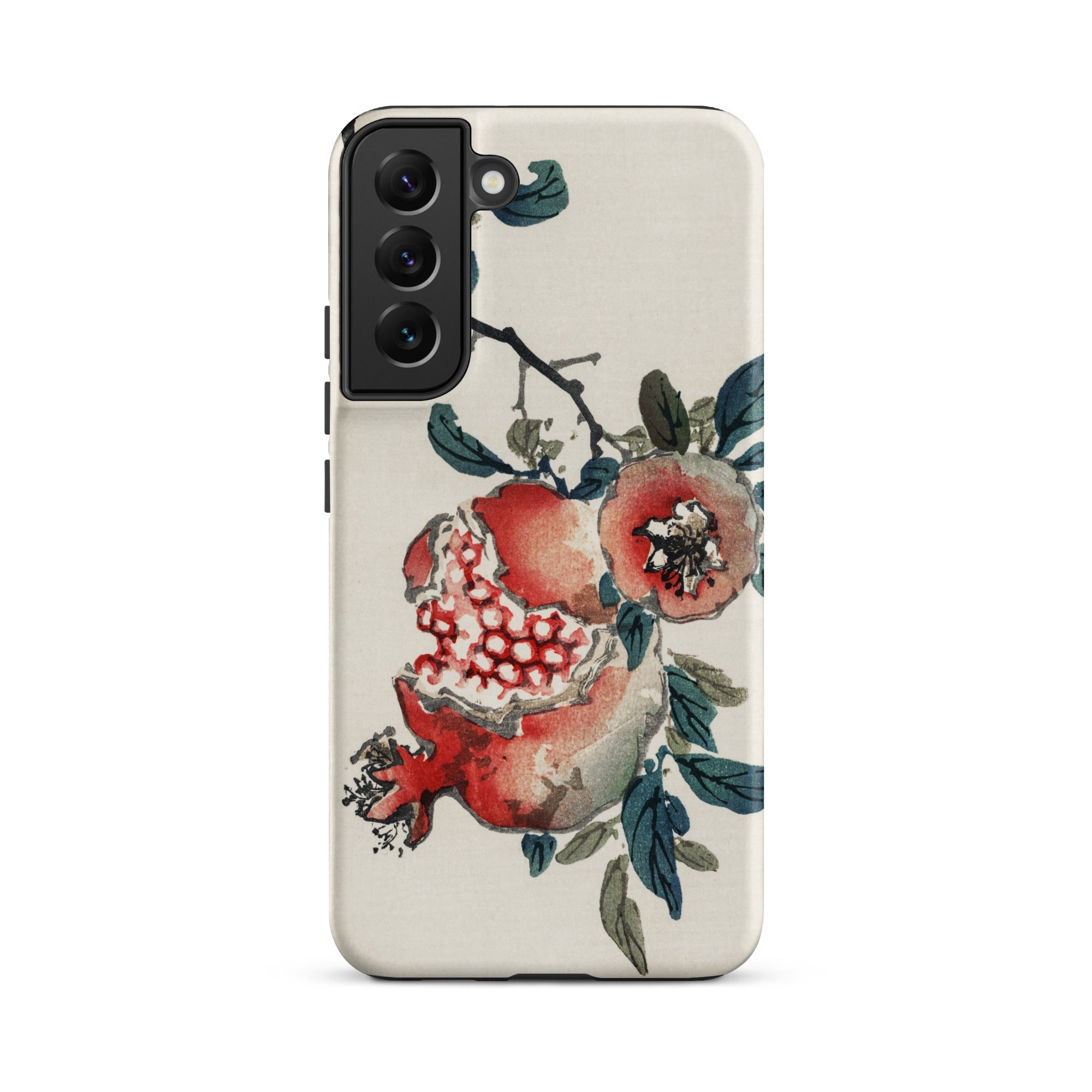 Pomegranate Kōno Bairei Kacho Ga Fruit Samsung Case, Galaxy S22 Plus / Matte, Smartphone Case Adorned Watercolor Style Pomegranate Foliage
