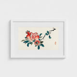 Pomegranate - Kono Bairei Meiji-era Fruit Art Print / Canvas Framed Watercolor Painting Branch Vibrant Red Kōno Bairei’s, Japan, Prints