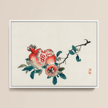 Pomegranate - Kōno Bairei Meiji-era Fruit Art Print / Canvas, 18x12’’ / 46x31cm / White Frame, Posters Prints & Visual Artwork, Toby Leon