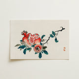 Pomegranate - Kono Bairei Meiji-era Fruit Art Print / Canvas Delicate Watercolor Painting Cream-colored Paper Depicts Vibrant Red Kōno