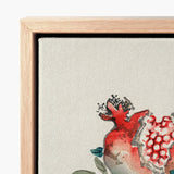 Watercolor-style Pomegranate Illustration Textured Off-white Canvas Framed Light Kōno Bairei’s, Meiji-era Japan