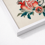Framed Watercolor Painting Pomegranates Leaves Soft Reds Blues Kōno Bairei’s Pomegranate, Meiji-era Japan