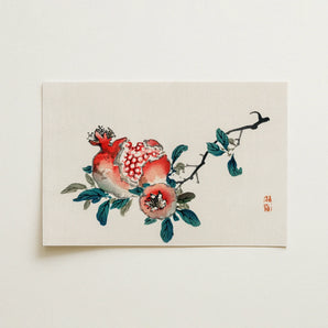 Pomegranate - Kōno Bairei Meiji-era Fruit Art Print / Canvas, Kōno Bairei’s Pomegranate, Meiji-era Japan, Bairei’s Pomegranate