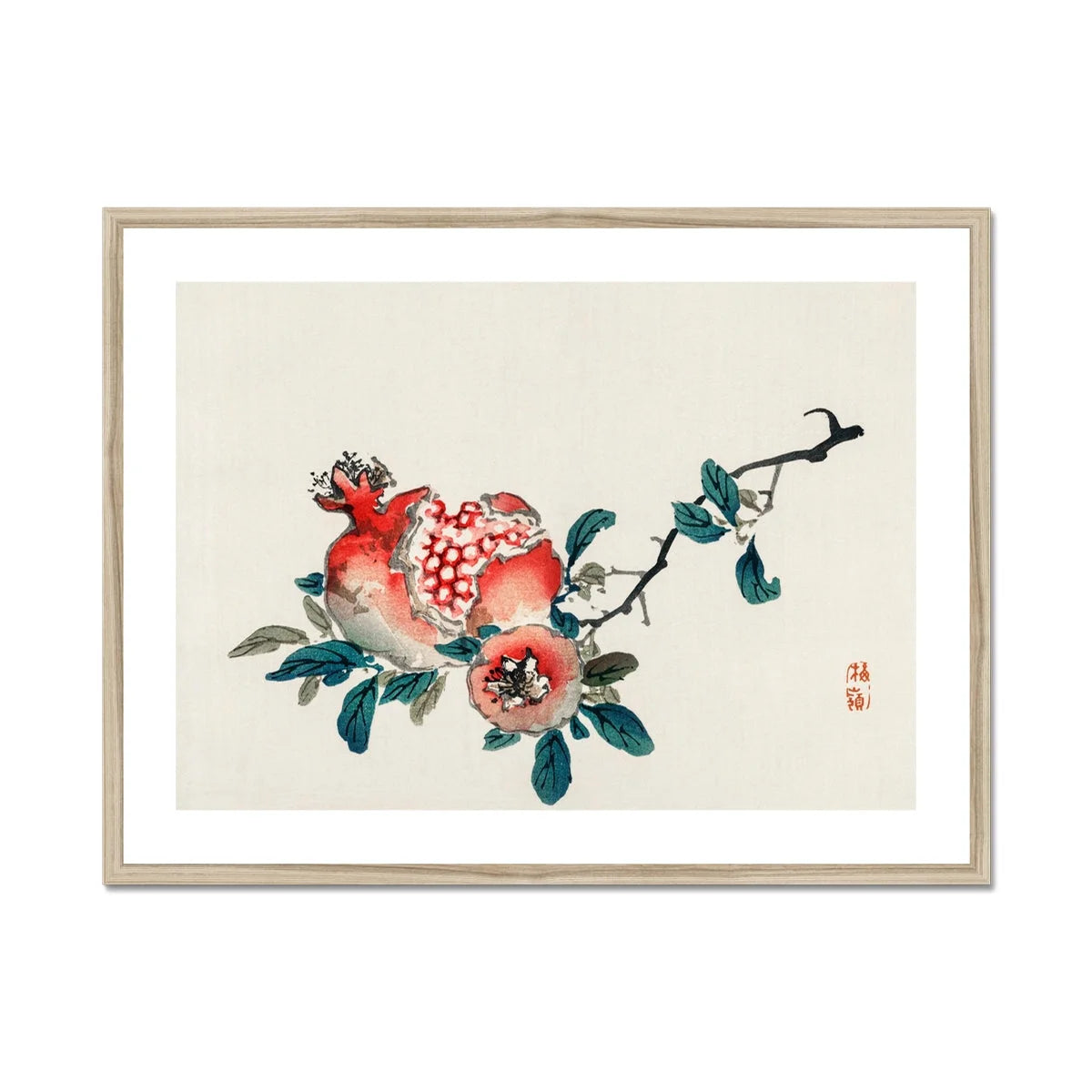 Pomegranate - Kōno Bairei Meiji-era Fruit Art Print Posters Prints & Visual Artwork