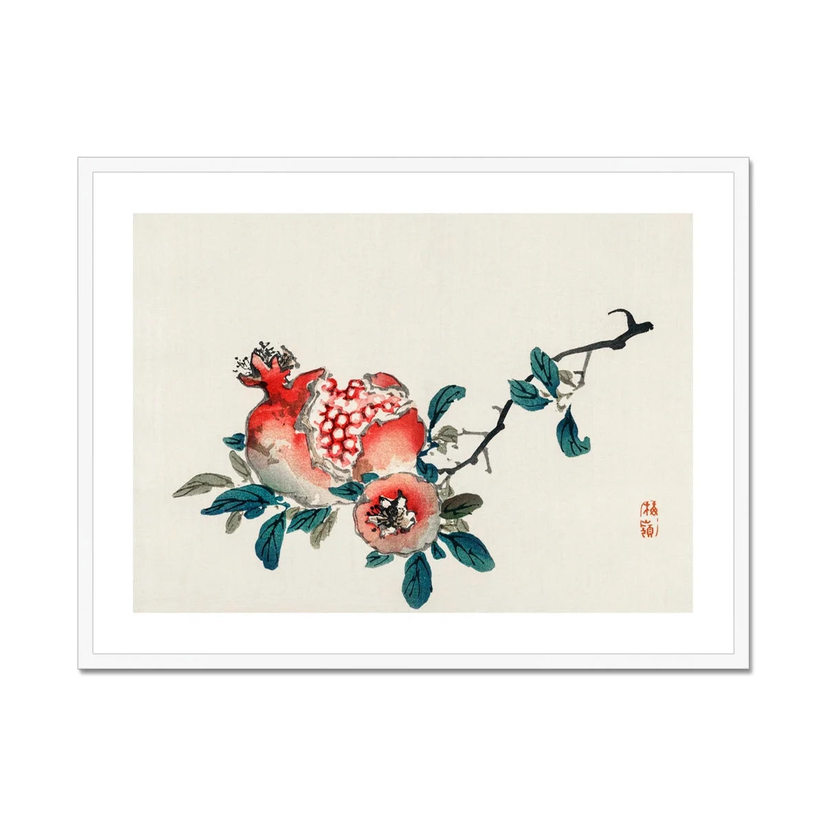 Pomegranate - Kōno Bairei Meiji-era Fruit Art Print Posters Prints & Visual Artwork