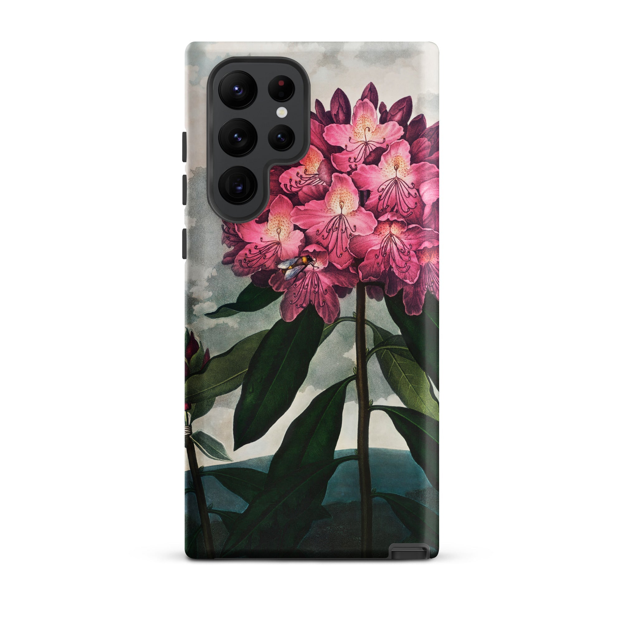 Pontic Rhododendron Robert John Thornton Samsung Case, Galaxy S22 Ultra, Smartphone Case Adorned Vibrant Floral Design Pink Rhododendron