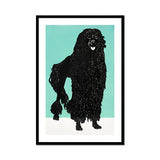 Poodle - Moriz Jung Vintage Graphic Dog Art Print, Black Silhouette Shaggy Dog Long Fur