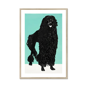 Poodle - Moriz Jung Vintage Graphic Dog Art Print, Black Silhouette Shaggy Dog Long Fur