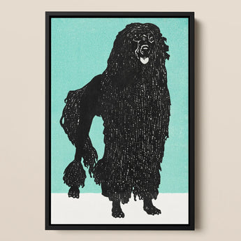 Poodle - Moriz Jung Vintage Graphic Dog Art Print / Canvas, 12x18’’ / 31x46cm / Black Frame, Posters Prints & Visual Artwork, Toby Leon