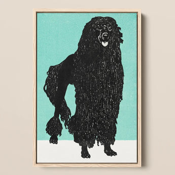 Poodle - Moriz Jung Vintage Graphic Dog Art Print / Canvas Black Poodle Illustration Art Print Light Wood Frame Moriz Jung, Canine Charisma