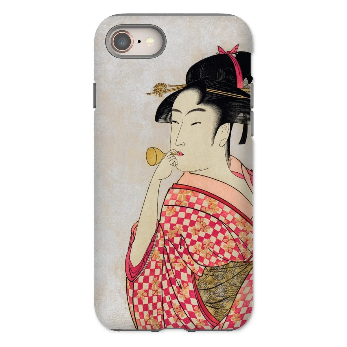 Poppen o Fuku Musume - Ukiyo-e Art Phone Case - Utamaro - Iphone 8 / Matte - Mobile Phone Cases - Aesthetic Art