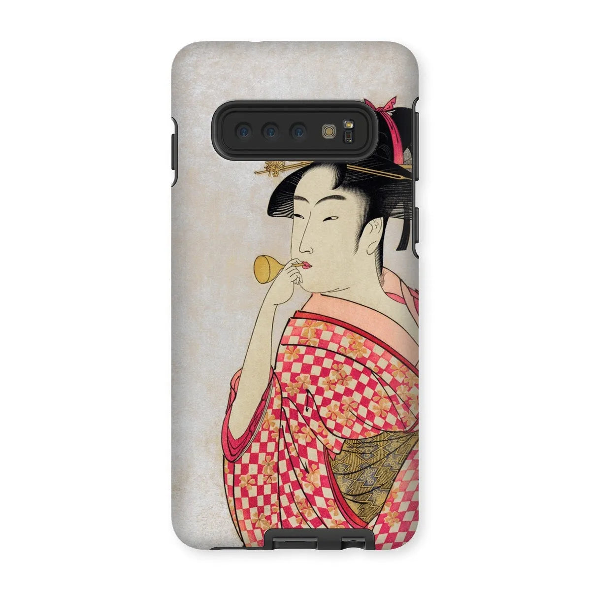 Poppen o Fuku Musume - Ukiyo-e Art Phone Case - Utamaro - Samsung Galaxy S10 / Matte - Mobile Phone Cases - Aesthetic