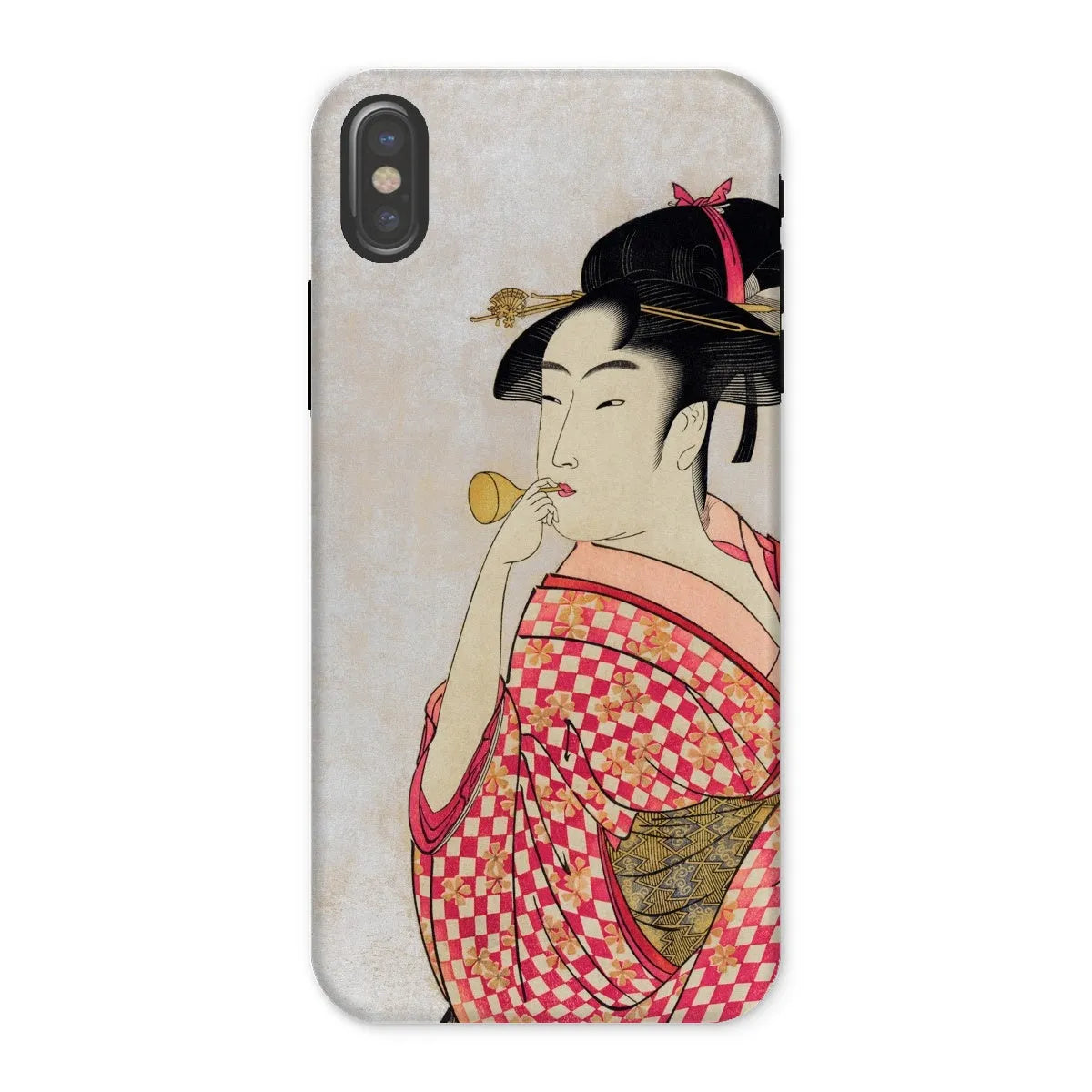 Poppen o Fuku Musume - Ukiyo-e Art Phone Case - Utamaro - Iphone x / Matte - Mobile Phone Cases - Aesthetic Art