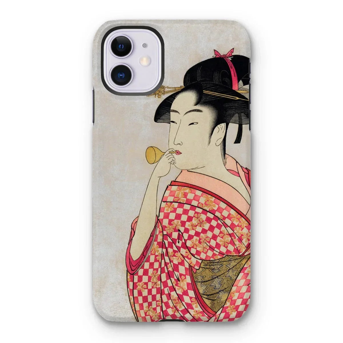 Poppen o Fuku Musume - Utamaro Ukiyo-e Iphone Case, 11 / Matte, Iphone Case Traditional Japanese Ukiyo-e Print Geisha Whistle