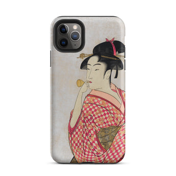 Poppen o Fuku Musume - Utamaro Ukiyo-e Iphone Case 11 Pro Max / Matte Iphone Case Japanese Art Utamaro Kitagawa, Poppen Fuku, Edo-period