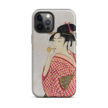 Poppen o Fuku Musume - Utamaro Ukiyo-e Iphone Case, 12 Pro Max / Matte, Iphone Case Japanese Art Print