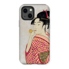 Poppen o Fuku Musume - Utamaro Ukiyo-e Iphone Case, 13 / Matte, Phone Case Japanese Ukiyo-e Print Geisha Whistle
