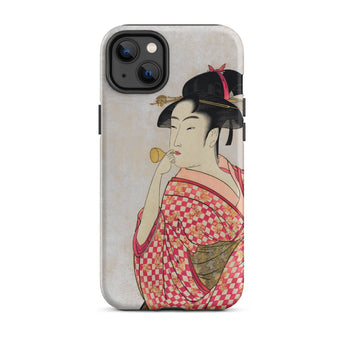 Poppen o Fuku Musume - Utamaro Ukiyo-e Iphone Case, 14 Plus / Matte, Phone Case Japanese Art