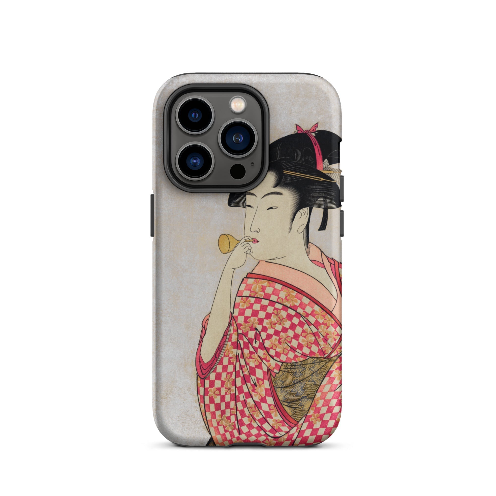 Poppen o Fuku Musume Utamaro Ukiyo e Iphone Case, 14 Pro / Matte, Smartphone Case Japanese Art Print