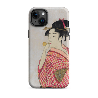 Poppen o Fuku Musume - Utamaro Ukiyo-e Iphone Case 15 Plus / Matte Iphone Case Japanese Art Utamaro Kitagawa, Poppen Fuku, Edo-period Allure