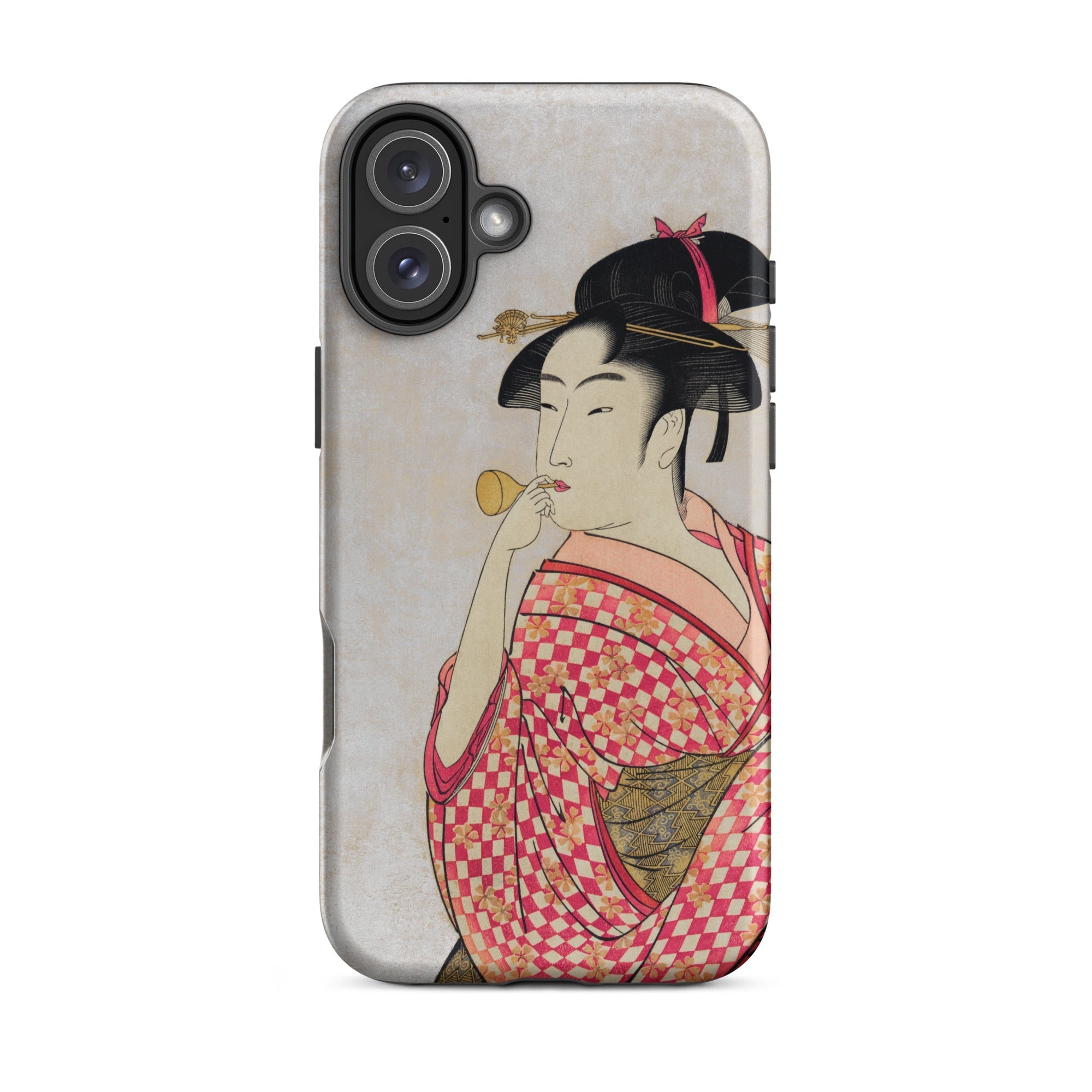 Poppen o Fuku Musume Utamaro Ukiyo e Iphone Case, 16 Plus / Matte, Phone Case Japanese Art