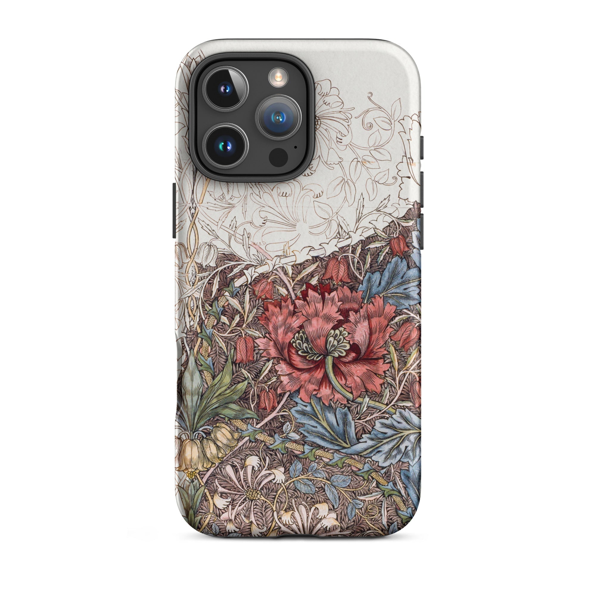 Poppies & Honeysuckle - William Morris Iphone Case, 16 Pro Max / Matte, Floral Patterned Phone Case