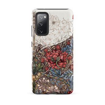 Poppies & Honeysuckle - William Morris Samsung Case, Galaxy S20 Fe / Matte, White Smartphone Case Colorful Floral Pattern Red Peony