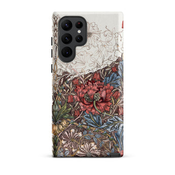Poppies & Honeysuckle - William Morris Samsung Case, Galaxy S22 Ultra / Matte, Phone Case Floral Design Red Flower Intricate Foliage