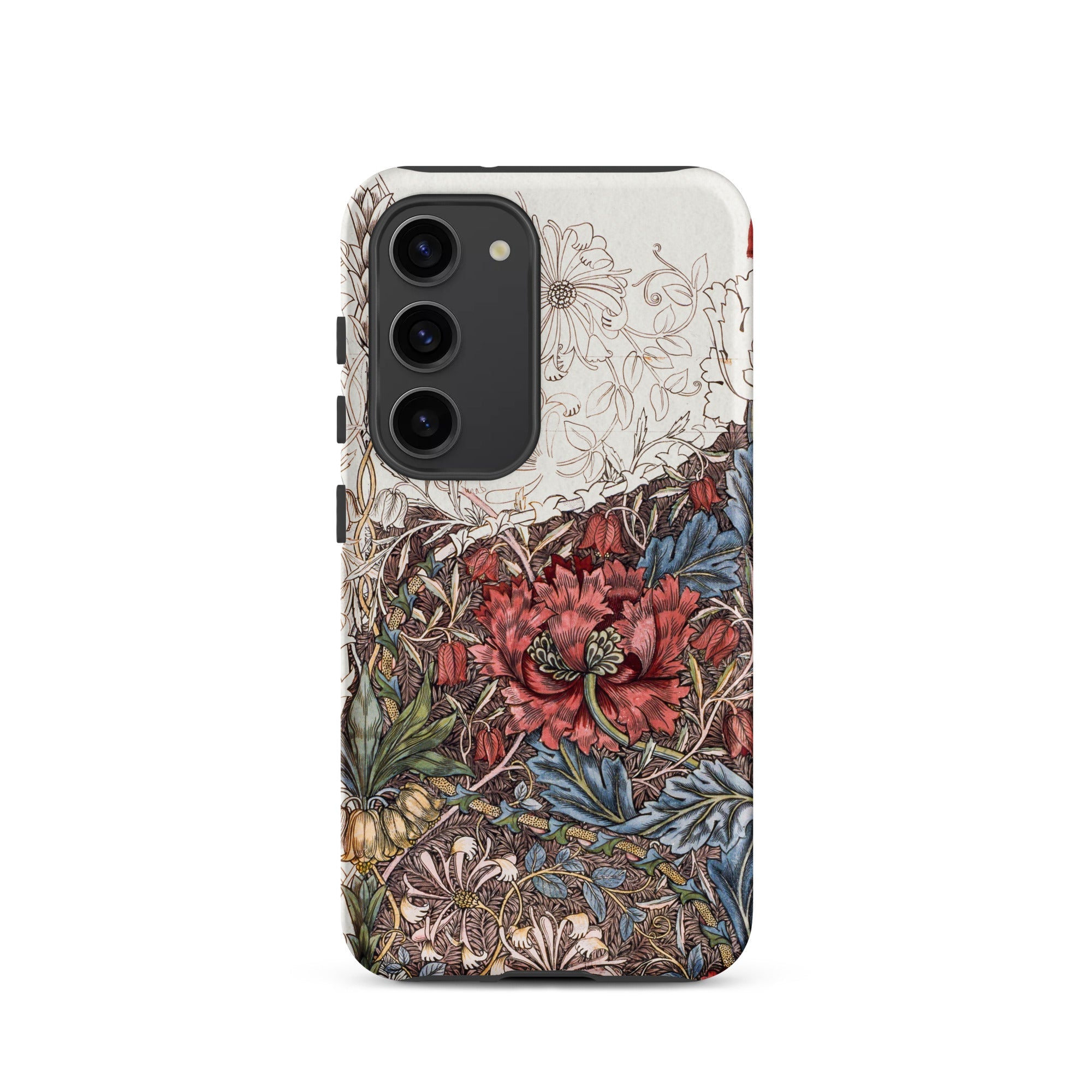 Poppies & Honeysuckle William Morris Samsung Case, Galaxy S23 / Matte, Phone Case Split Design Intricate Floral Pattern Red