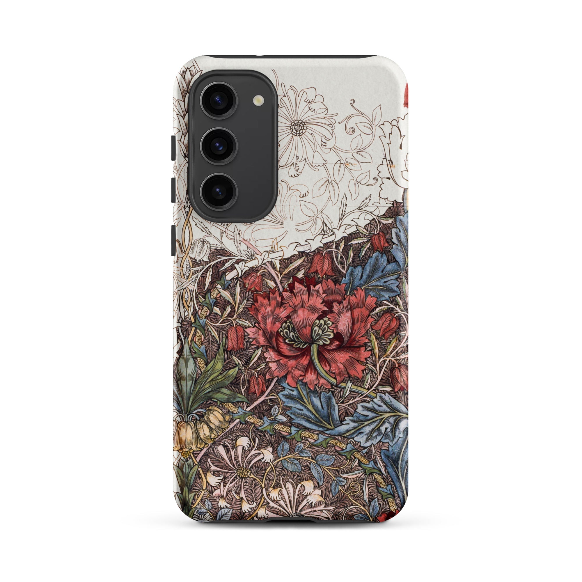 Poppies & Honeysuckle William Morris Samsung Case, Galaxy S23 Plus / Matte, Smartphone Case Detailed Floral Pattern