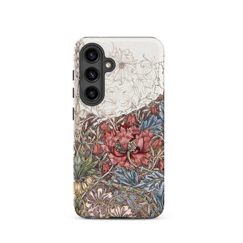 Poppies & Honeysuckle - William Morris Samsung Case, Galaxy S24 / Matte, Smartphone Case Floral Pattern Prominent Red Peony Delicate