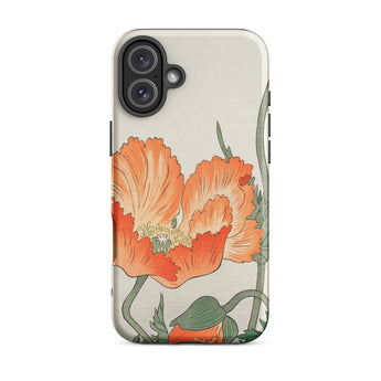 Poppies - Ohara Koson Shin-hanga Iphone Case, 16 Plus / Matte, Floral-patterned Phone Case