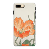 Poppies - Ohara Koson Shin-hanga Iphone Case, 8 Plus / Matte, Smartphone Case Vibrant Orange Poppy Flower Design