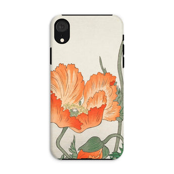 Poppies - Ohara Koson Shin-hanga Iphone Case, Xr / Matte, Phone Case Vibrant Orange Poppy Flower Design
