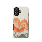 Poppies - Ohara Koson Shin-hanga Phone Case Iphone 17 / Matte Iphone 12 Case Orange Poppy Design Beige Background Ohara Koson’s Poppy,