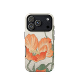 Poppies - Ohara Koson Shin-hanga Phone Case Iphone 17 Pro / Matte Vintage Floral Phone Case Orange Poppies Green Leaves Ohara Koson’s