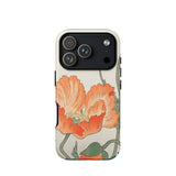 Poppies - Ohara Koson Shin-hanga Phone Case Iphone 17 Pro / Matte Vintage Floral Phone Case Orange Poppies Green Leaves Ohara Koson’s