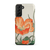 Poppies - Ohara Koson Shin-hanga Phone Case Samsung Galaxy S21 Plus / Matte Phone Case Vibrant Orange Poppy Flower Design Green Ohara