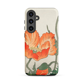 Poppies - Ohara Koson Shin-hanga Phone Case Samsung Galaxy S24 Plus / Matte Phone Case Vibrant Orange Poppy Flower Design Green Ohara