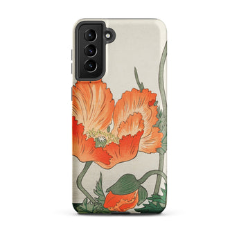 Poppies - Ohara Koson Shin-hanga Samsung Case, Galaxy S21 Plus / Matte, Smartphone Case Adorned Orange Poppy Floral Design