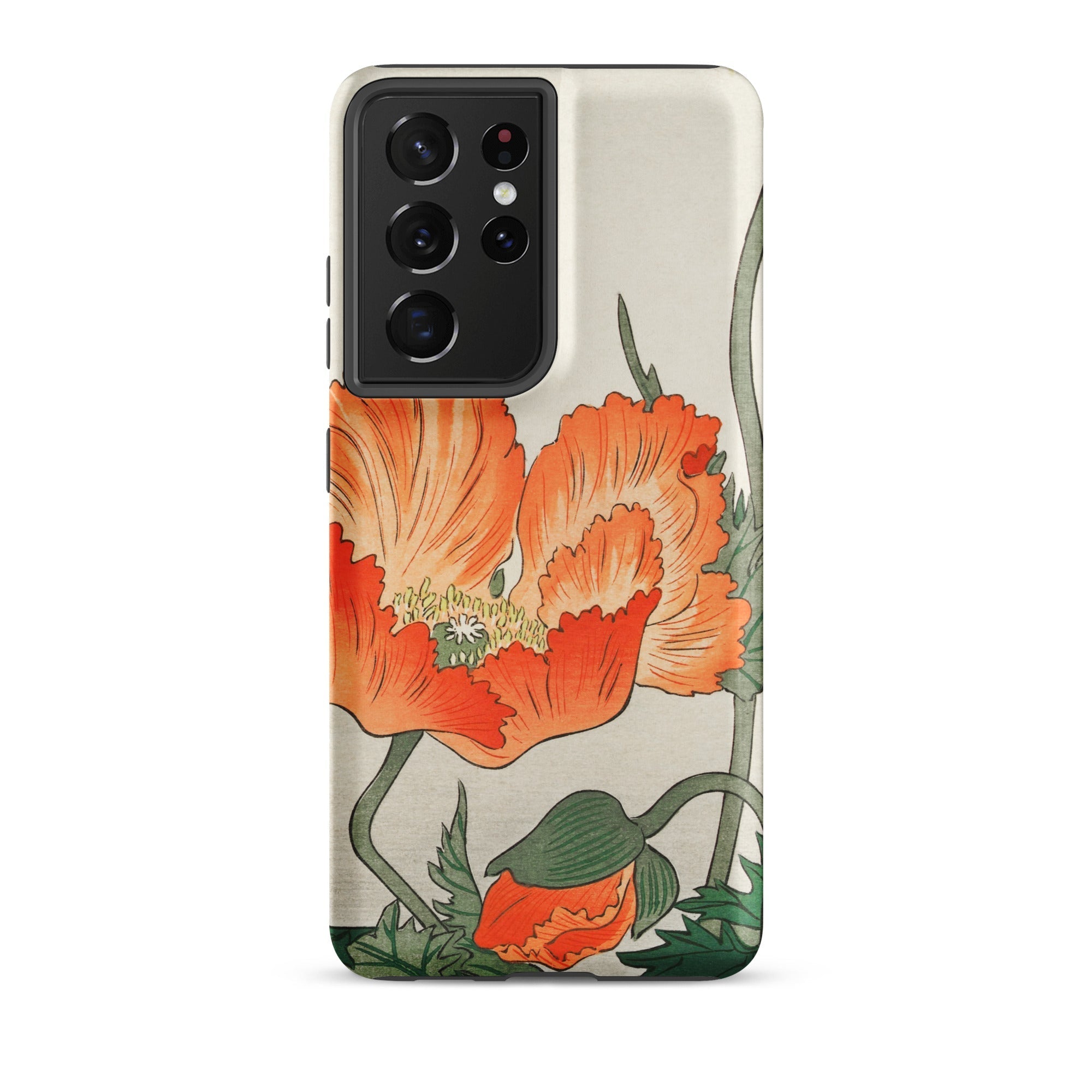 Poppies Ohara Koson Shin Hanga Samsung Case, Galaxy S21 Ultra / Matte, Smartphone Case Orange Poppy Flower Design