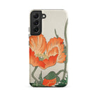 Poppies Ohara Koson Shin Hanga Samsung Case, Galaxy S22 Plus / Matte, Smartphone Case Vibrant Orange Poppy Flower Design