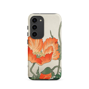 Poppies - Ohara Koson Shin-hanga Samsung Case, Galaxy S23 / Matte, White Phone Case Vibrant Orange Poppy Floral Design