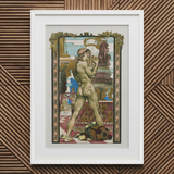 Porteur D’amphore - Maurice Desvallieres Art Print / Canvas Framed Art Nouveau-style Print Nude Male Figure Gold-toned Porteur D’amphore,