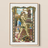 Porteur D’amphore - Maurice Desvallieres Art Print / Canvas Framed Art Nouveau-style Print Nude Male Figure Gold-toned Porteur D’amphore,