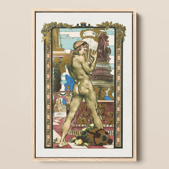 Porteur D’amphore - Maurice Desvallieres Art Print / Canvas Framed Art Nouveau-style Print Nude Male Figure Gold-toned Porteur D’amphore,