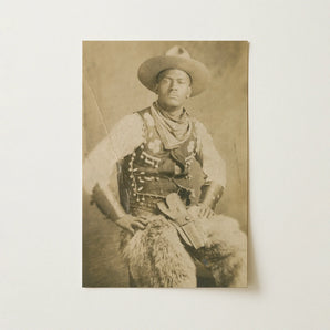 Portrait of a Black Cowboy Art Print / Canvas, Photographic Postcard Portrait, Gelatin Silver Print, Leather Holster Belt, Black Cowboy