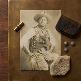 Portrait of a Black Cowboy Art Print / Canvas Dark Brown Leather Wallet Embossed Star Design Photographic Postcard Portrait, Gelatin Silver