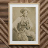 Portrait of a Black Cowboy Art Print / Canvas Sepia-toned Framed Portrait Man Vintage Cowboy Attire Wide-brimmed Photographic Postcard